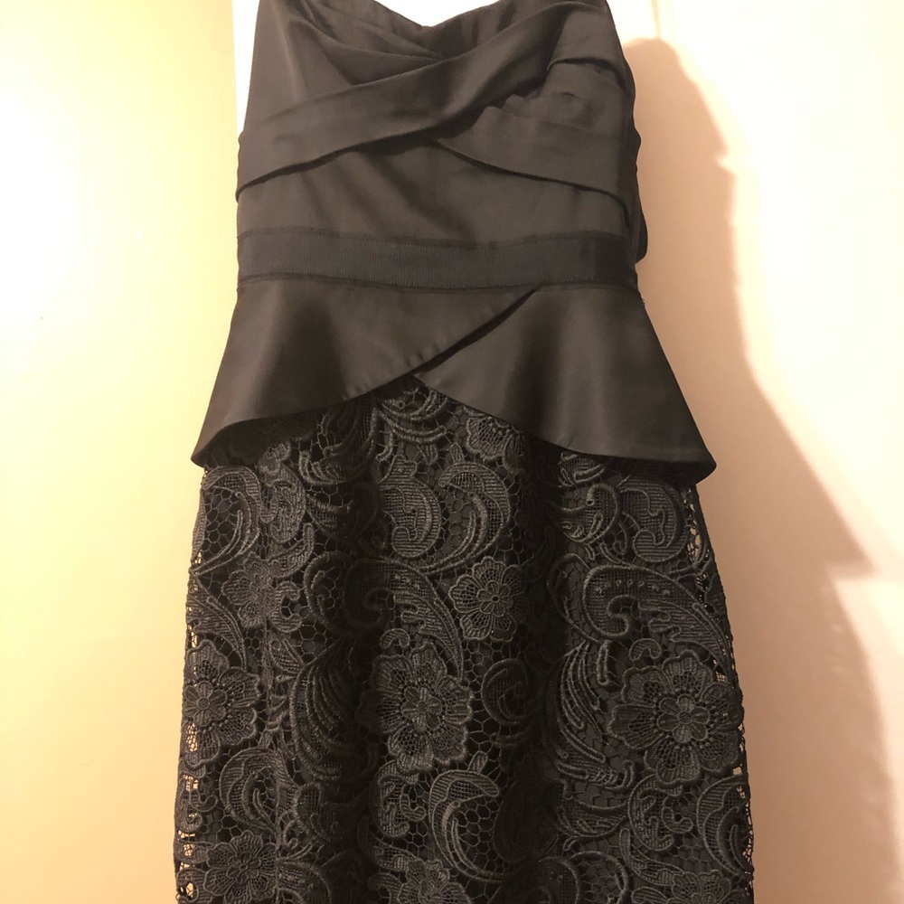 Black strapless BCBG cocktail dress
